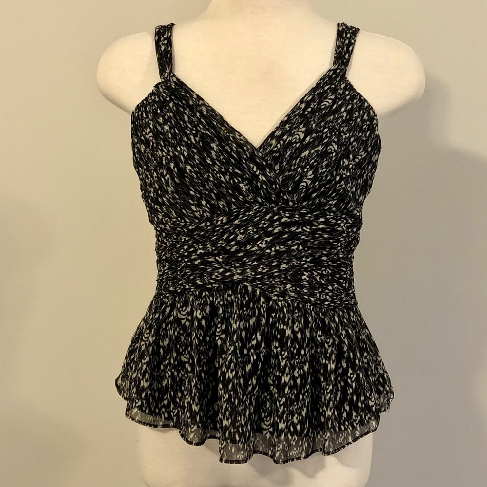 Armani Exchange Black/White Sweetheart Peplum Top